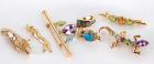 Collection of Colored Stone & 14K Yellow Gold Pendants & Pins