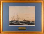 Vintage Litho of USS Constitution and the HMS Java