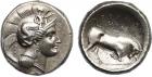 Lucania, Thurium (c.350-300 BC), Silver Double Nomos, 15.2g.