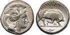 Lucania, Thurium (c.350-300 BC), Silver Double Nomos, 15.7g.