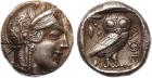 Attica, Athens. Silver Tetradrachm (16.2 g), ca. 454-404 BC EF