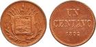 Copper Piedfort Centavo, 1892, 6.25g. Flagged arms.