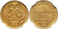 Nicholas I, 1825-1855, Russo-Polish Coinage, 3 Roubles  20 Zlotych 1838 C??-??. GOLD.