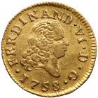 Spain. ½ Escudo, 1758-JB (Madrid)