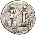 M. Furius L.f. Philus. Silver Denarius (3.8 g), 120 BC - 2