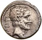 Q. Servilius Caepio Brutus. Silver Denarius (3.8 g), 54 BC