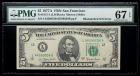 1977-A, $5 Federal Reserve Note. Mismatched Serial Number Error. PMG Superb Gem Uncirculated 67EPQ