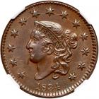 1834 N-2 R1 Small Date, Large Stars NGC graded AU details, Improperly Cleaned