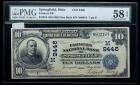 1902, Date Back $10 National Bank Note. The Farmers NB, Springfield, OH, Ch#9446. PMG Choice About Uncirculated 58EPQ