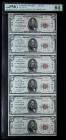 1929 Type 1, $5 National Bank Notes Uncut Sheet. The First NB, Cassopolis, MI, Ch#1812. PMG Choice Uncirculated 64