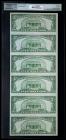 1929 Type 1, $5 National Bank Notes Uncut Sheet. The First NB, Cassopolis, MI, Ch#1812. PMG Choice Uncirculated 64 - 2