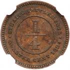 Straits Settlements. 1/4 Cent, 1884 AU53 BR - 2