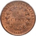 French Colonies. 5 Centimes, 1844-A PCGS MS65 RB - 2