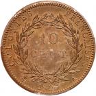 French Colonies. 10 Centimes, 1825-A PCGS MS65 BR - 2