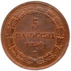 Italian States: Papal/Roman States. 5 Baiocchi, 1854-R ICG MS63 RB - 2