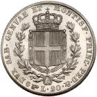 Italian States: Sardinia. Platinum 20 Lire, 1841-P Choice Brilliant Unc - 2