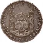 Peru. 8 Reales, 1758/7-JM (Lima) NGC EF45