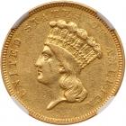 1854-O $3 Gold NGC AU55