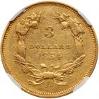 1854-O $3 Gold NGC AU55 - 2