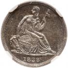 1838-O Liberty Seated H10C. No Stars NGC MS63