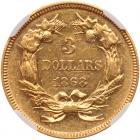 1868 $3 Gold NGC AU55 - 2