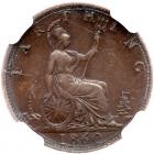 Great Britain. Farthing, 1860 NGC EF40 BR - 2