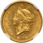 1849 $1 Gold Liberty. Open Wreath NGC MS63