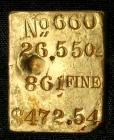 Kellogg & Humbert Assayers gold bar No. 660. 861 Fine, 26.55 oz. Mold KH-02.