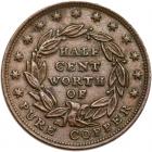 1837 Half Cent Hard Times Token Low-49 Rulau HT-73 R2 EF40 - 2