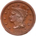 1855 N-10 R5+ (as a proof) Italic 55 PCGS graded PR64 Brown, CAC Approved