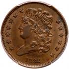 1832 Classic Head 1/2C PCGS AU58