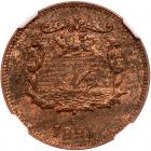 British North Borneo. 1/2 Cent, 1891-H NGC MS63 RB