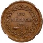 Monaco. Decime, 1838-M C NGC AU58 BR - 2