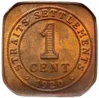 Straits Settlements. Cent, 1920 NGC MS64 RB - 2