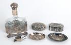 Collection of German Silver, Vanity Set, Small Trays, Trinkets