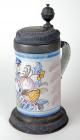 Antique Bavarian Faience Lidded Beer Stein Dated 1821