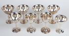 Set of Eight English Sterling Silver Goblets