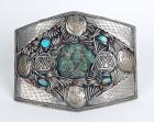 Large Native American Sterling Silver Belt Buckle