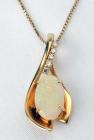 Opal, Diamond, 14K Yellow Gold Pendant & Chain