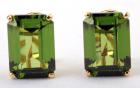 Green Stone, 14K Yellow Gold Earrings