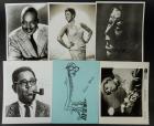 6 Autographed Portrait Stills of Jazz Greats Including Fitzgerald, Gillespie, Basie and Blake