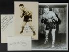 Boxing - Collection of 4 Autographs, Max Baer ( Written Note), Sugar Ray Leonard, Jake La Motta and Moon Mullins