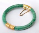 Jade, 14K Yellow Gold Bangle Bracelet