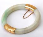 Jade, 14K Yellow Gold Bangle Bracelet