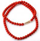 Coral Bead, 14K Yellow Gold Necklace