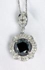 Black & Colorless Diamond, 14K White Gold Pendant & Chain