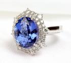 Lady's Tanzanite, Diamond, 14K White Gold Ring