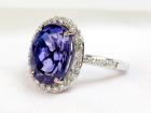 Lady's Tanzanite, Diamond, 18K White Gold Ring