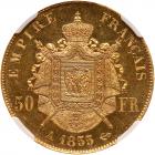 France. 50 Francs, 1855-A NGC MS64 - 2