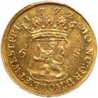 Netherlands: Holland. Gold 6 Stuivers (Scheepjesschelling), 1772 NGC AU58